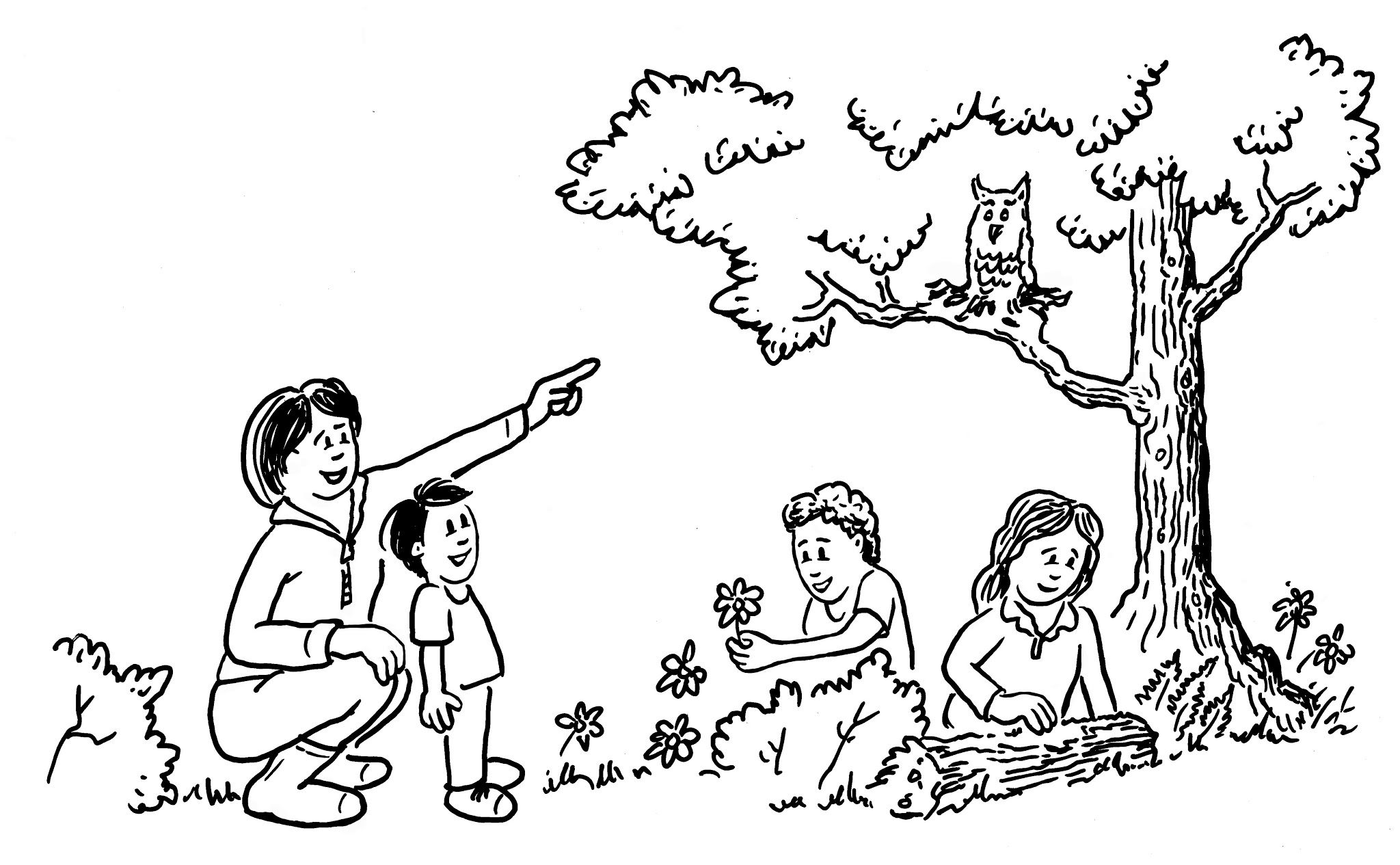 drawing of children in nature